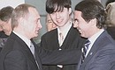 President Putin with Spanish Prime Minister Jose Maria Aznar before a summit of heads of state and government of the European Union.