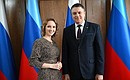 Presidential Commissioner for Children's Rights Maria Lvova-Belova with acting head of the Lugansk People’s Republic Leonid Pasechnik. Photo by the press service of the Presidential Commissioner for Children's Rights