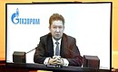 Глава компании «Газпром» Алексей Миллер (в режиме видеоконференции).