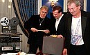 Meeting with Deep Purple. The band’s drummer Ian Paice presented Dmitry Medvedev with a set of drumsticks.