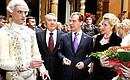 Дмитрий и Светлана Медведевы, Президент Казахстана Нурсултан Назарбаев с артистами балета «Спящая красавица».