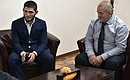 Khabib Nurmagomedov with his father and coach Abdulmanap Nurmagomedov.