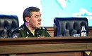 Chief of the General Staff of Russia’s Armed Forces Valery Gerasimov at the expanded meeting of the Defence Ministry Board.