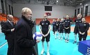 During a tour of the volleyball arena of the St Petersburg State Marine University.