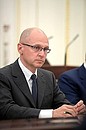 First Deputy Chief of Staff of the Presidential Executive Office Sergei Kirienko at the meeting with Government members.