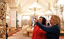 With First Lady of Slovenia Barbara Turk. During a tour of the Grand Kremlin Palace.