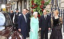 The Duke of Edinburgh, President Vladimir Putin, Queen Elizabeth II and Lyudmila Putina before the start of the reciprocal reception in honour of Her Majesty and the Duke.