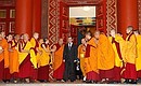 With Buddhist monks while visiting Kalmykia’s central Buddhist Temple of the Golden Abode of Buddha Shakyamuni.