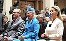 With Queen Margrethe II and Prince Consort Henrik of Denmark at the opening ceremony for exhibition of Danish artists at the Pushkin State Museum of Fine Arts.