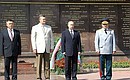 At the Memorial to the Heroic Defence of Sevastopol in 1941–1942. With President of Ukraine Viktor Yanukovych, Ukrainian Defence Minister Pavel Lebedev (left) and Russian Defence Minister Sergei Shoigu (right).