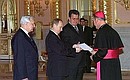 Ambassador of Vatican, Antonio Mennini, presenting his credentials to President Putin.
