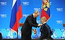 Meeting with XI Winter Paralympics medallists. Grigory Murygin, who won two silver medals and two bronze medals in biathlon and cross-country skiing, was awarded the Order of Friendship.