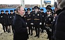 With officers of the 1st Operational Regiment of Moscow police.