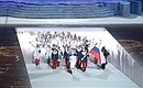 Russia’s team at the Opening Ceremony for the XXII Olympic Winter Games.