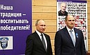 Vladimir Putin presents state awards to club athletes and former members during his visit to Turbostroitel Club. Club President Mikhail Rakhlin receives the Order of Honour.