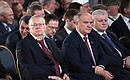 During the Presidential Address to the Federal Assembly. From left to right: Leader of the Liberal Democratic Party of Russia and head of the LDPR parliamentary faction at the State Duma Vladimir Zhirinovsky; Leader of the Communist Party of the Russian Federation and head of the CPRF parliamentary faction at the State Duma Gennady Zyuganov and Leader of the A Just Russia Party and head of the A Just Russia parliamentary faction at the State Duma Sergei Mironov.