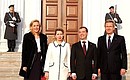 Супруга Федерального президента Германии Беттина Вульф, Светлана Медведева, Дмитрий Медведев и Федеральный президент Германии Кристиан Вульф.