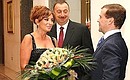 С Президентом Азербайджана Ильхамом Алиевым и его супругой Мехрибан в Фонде Гейдара Алиева.