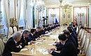 Встреча с членами Правительства и руководством Федерального Собрания по вопросу представления Послания о бюджетной политике в 2014–2016 годах.