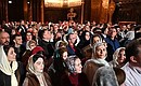 At Easter service at the Christ the Saviour Cathedral. Photo: RIA Novosti