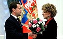 The ceremony for presenting state awards. The Order of Services to the Fatherland, II degree, was awarded to theatre and film actress Lyudmila Gurchenko.