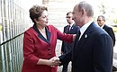Перед началом встречи лидеров БРИКС с главами южноамериканских государств. С Президентом Федеративной Республики Бразилия Дилмой Роуссефф.