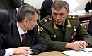 Deputy Secretary of the Security Council Rashid Nurgaliyev (left) and Chief of the General Staff of the Armed Forces and First Deputy Defence Minister Valery Gerasimov before a Security Council meeting.