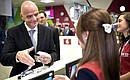 FIFA President Gianni Infantino during a visit to the 2018 FIFA World Cup FAN ID Distribution Centre.