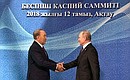 Церемония официальной встречи глав государств – участников Пятого каспийского саммита. С Президентом Республики Казахстан Нурсултаном Назарбаевым.