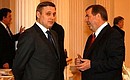Participants in a meeting of the Supreme State Council of Russia and Belarus: Russian Prime Minister Mikhail Kasyanov (left) and Russian State Duma Speaker Gennady Seleznyov.