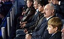 President of Belarus Alexander Lukashenko at the gala ice show One Year After the Games to celebrate a year since the opening of the XXII Olympic Winter Games in Sochi.