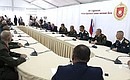 Meeting with service members at the 201st Gatchina Twice-Red Banner Military Base.