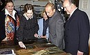 President Putin visiting the restoration workshops of the State Tretyakov Gallery.