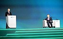 Выступление на конференции Artificial Intelligence Journey 2022. С президентом, председателем правления Сбербанка Германом Грефом. Фото: Павел Бедняков, РИА «Новости»