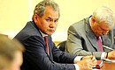 At a meeting on implementing the 2011–2020 state arms procurement programme. From left to right: Defence Minister Sergei Shoigu, Governor of St Petersburg Georgy Poltavchenko.