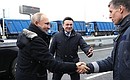 With Moscow Region Governor Andrei Vorobyov and Stroytransgaz Director for preproduction and warranty operation of infrastructure construction Andrei Liventsov (right).