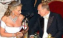 President Putin with the wife of Prince Michael of Kent at a reception on behalf of the London City Lord Mayor.