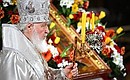 Patriarch Kirill of Moscow and All Russia conducts a liturgy on the holiday of Christ’s resurrection. Photo: Pavel Bednyakov, RIA Novosti