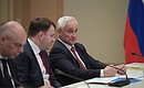 From right: First Deputy Prime Minister Andrei Belousov, Presidential Aide Maxim Oreshkin and Finance Minister Anton Siluanov before the meeting on the most pressing international issues.
