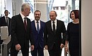From left: with Moscow Mayor Sergei Sobyanin, Prime Minister Dmitry Medvedev and General Director of the Zaryadye Moscow Concert Hall Olga Zhukova during a tour of the new building’s entrance hall.