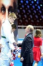 Церемония награждения победителей и призёров VI юношеского турнира по дзюдо памяти заслуженного тренера России Анатолия Рахлина.