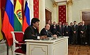 Заявления для прессы по итогам российско-боливийских переговоров. С Президентом Многонационального Государства Боливия Эво Моралесом.