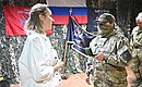 Maria Lvova-Belova presented the first Defender of Family and Children badges to soldiers in the Donetsk People’s Republic. Photo by the press service of the Presidential Commissioner for Children's Rights