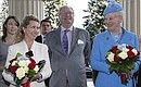 With Queen Margrethe II and Prince Consort Henrik of Denmark before the opening ceremony for exhibition of Danish artists at the Pushkin State Museum of Fine Arts.