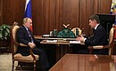 Working meeting with Minister of Economic Development Maxim Reshetnikov.