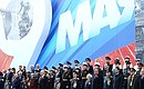 Выступление на военном параде в ознаменование 78-й годовщины Победы в Великой Отечественной войне.
