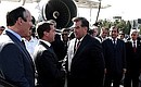 Прибытие в Таджикистан. С Президентом Таджикистана Эмомали Рахмоном.