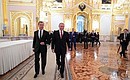 С Председателем Правительства Дмитрием Медведевым по окончании оглашения Послания Президента Федеральному Собранию.