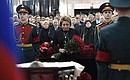 Председатель Совета Федерации Валентина Матвиенко на церемонии прощания с Андреем Карловым, послом Российской Федерации в Турции, трагически погибшим 19 декабря в Анкаре в результате террористического акта.