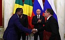 На церемонии обмена документами, подписанными по итогам российско-конголезских переговоров.
